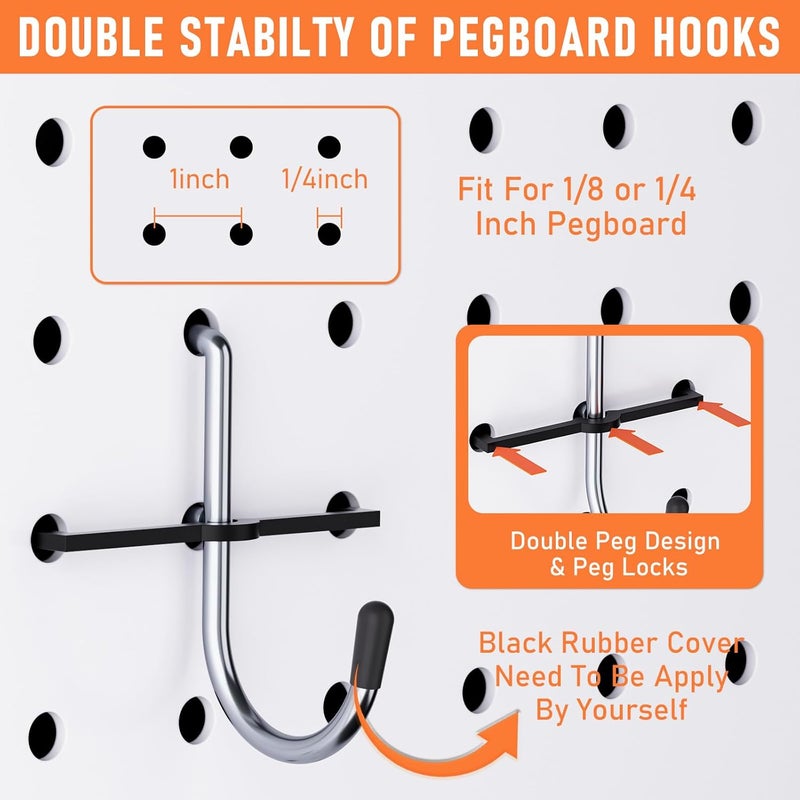 INCLY 330PCS Upgraded Pegboard Accessories Organizer Kit, Peg Board Hooks Assortment with Bins & Cups for Organizing Tools, Fit 1/8 or 1/4 inch Pegboard for Garage Workshop Wall Hanging Tools - Image 5